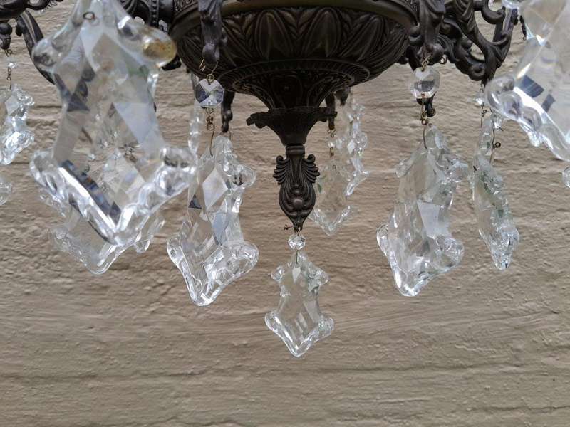 A 20th Century French Style Brass Chandelier With Good Patina