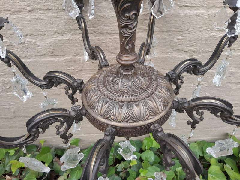 A 20th Century French Style Brass Chandelier With Good Patina