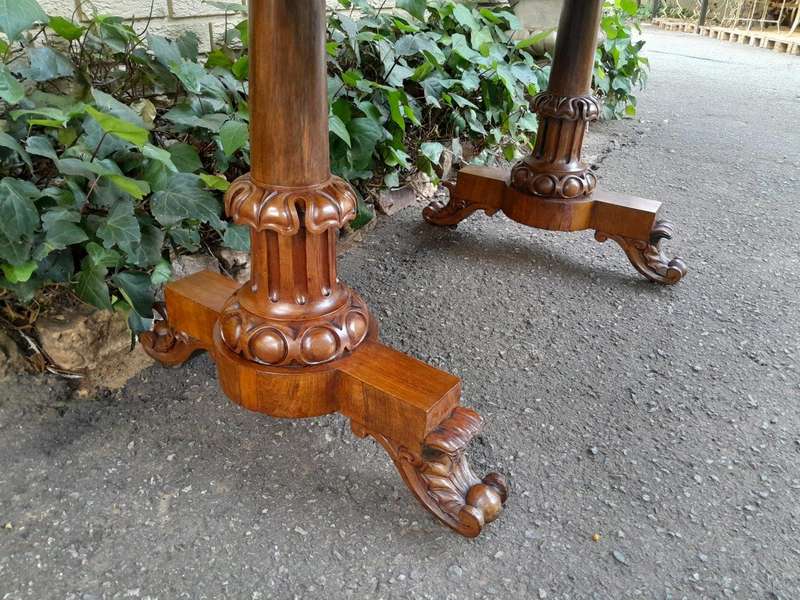 An Antique Victorian Rosewood Library Table / Side / Sofa Table On Castors