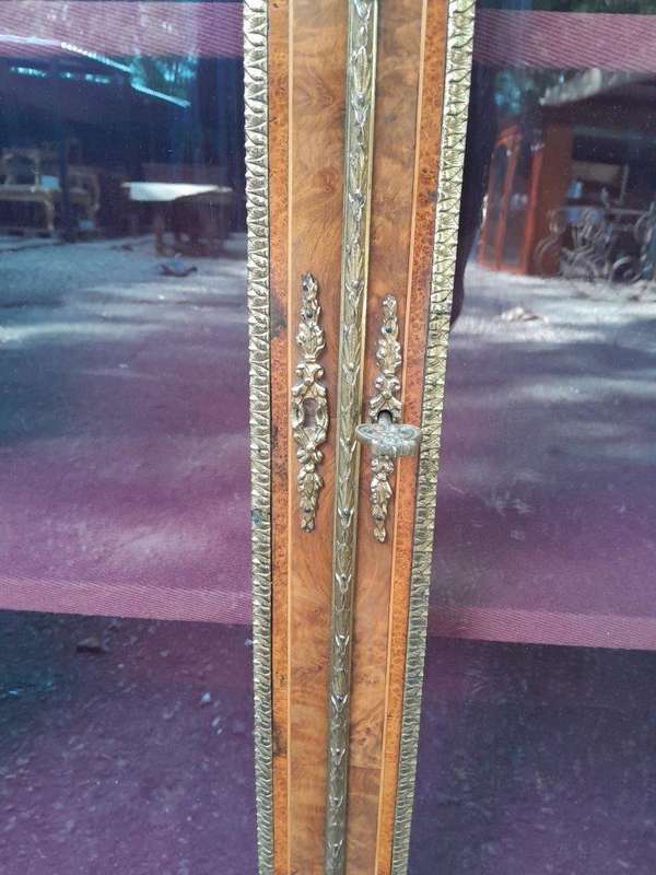 A Victorian Walnut Credenza / Display Cabinet With Gilt Mounts And Glazed Doors With Shelves On B...