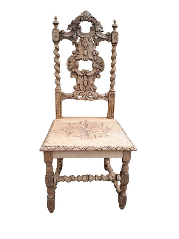 An Antique 19th Century Heavily Carved and in a Contemporary Bleached Finish