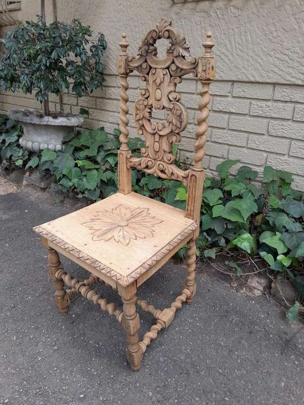 An Antique 19th Century Heavily Carved and in a Contemporary Bleached Finish