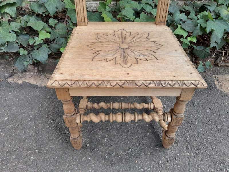 An Antique 19th Century Heavily Carved and in a Contemporary Bleached Finish