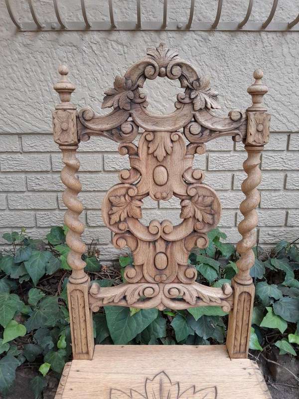 An Antique 19th Century Heavily Carved and in a Contemporary Bleached Finish