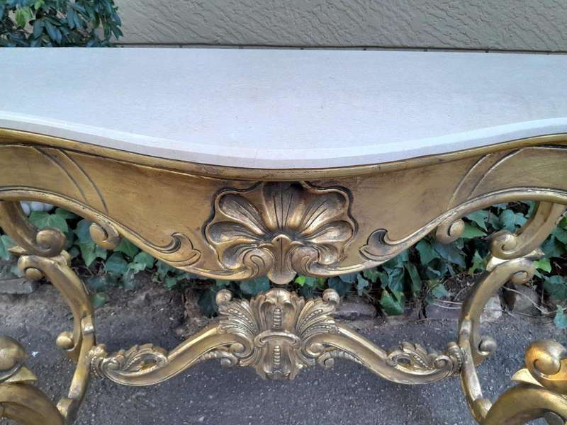 A Gilded Console Table withMarble Top
