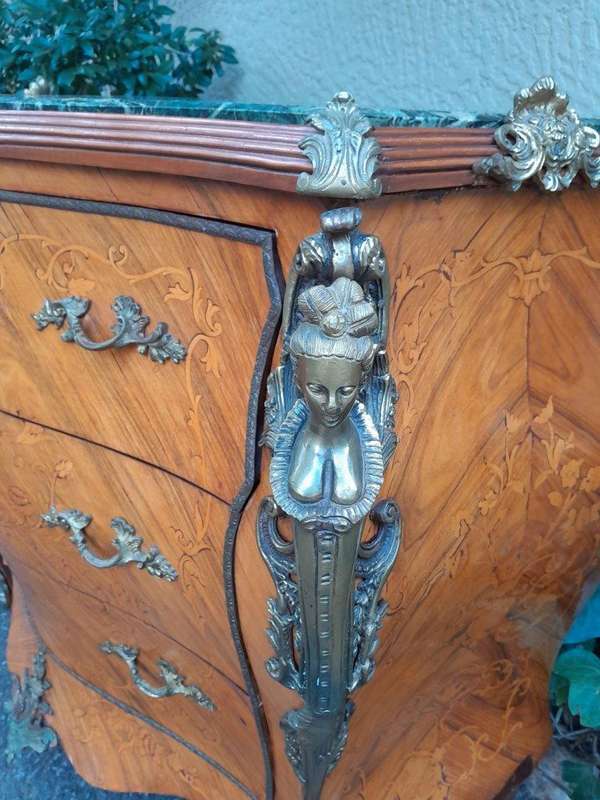 A 20th Century French Style Bombe Chest Of Drawers With Marble Top And Gilt Mounts