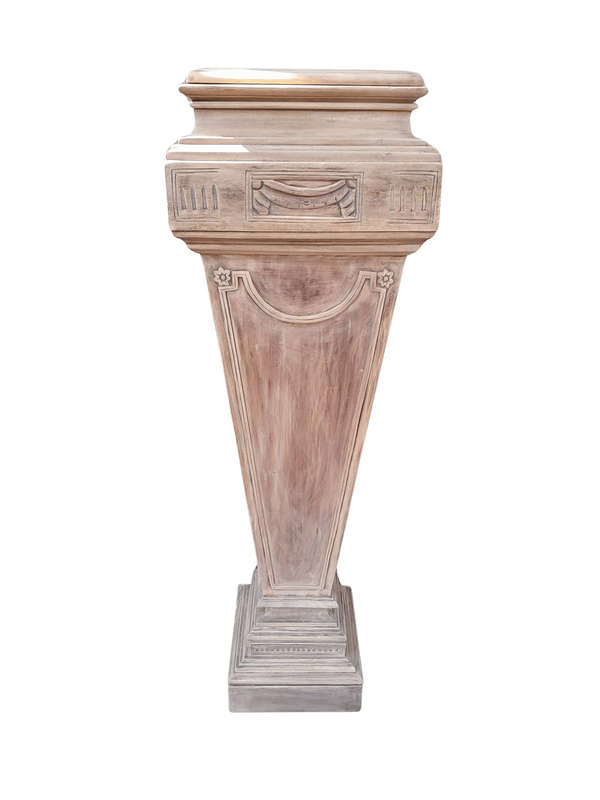 A 20th Century French-Style Carved Wooden Plinth in a Bleached Contemporary Finish