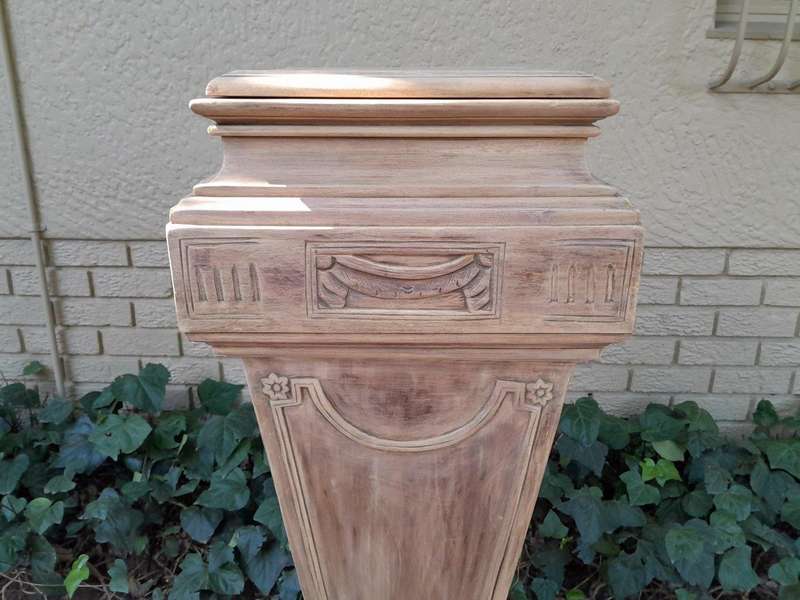 A 20th Century French-Style Carved Wooden Plinth in a Bleached Contemporary Finish