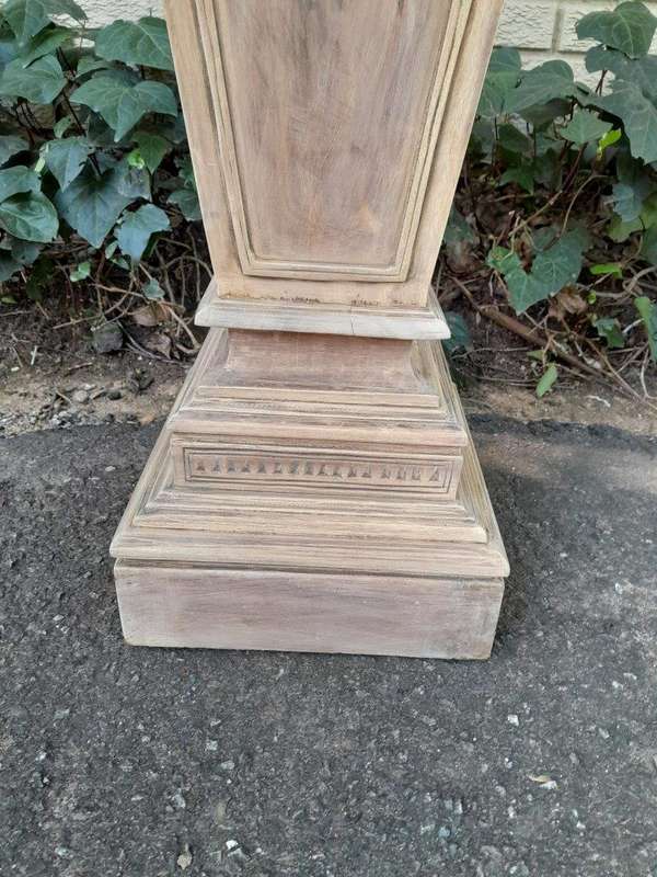 A 20th Century French-Style Carved Wooden Plinth in a Bleached Contemporary Finish