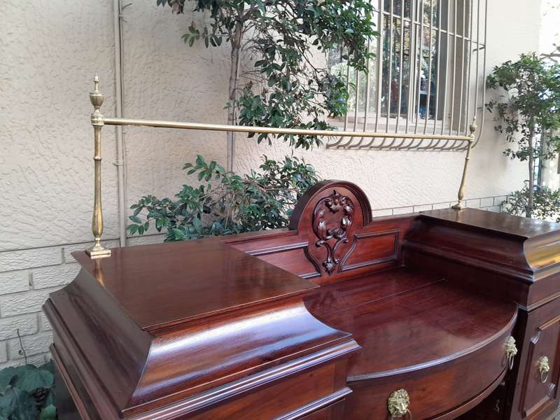 A 19th Century Mahogany Sideboard with Brass Gallery Rail and Brass Handles