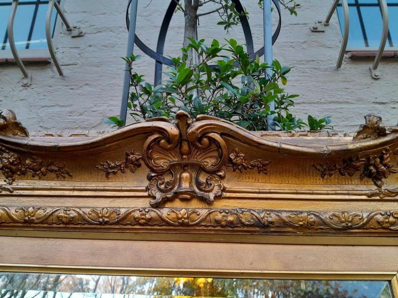 An Ornately Carved Gilt Framed Bevelled Mirror