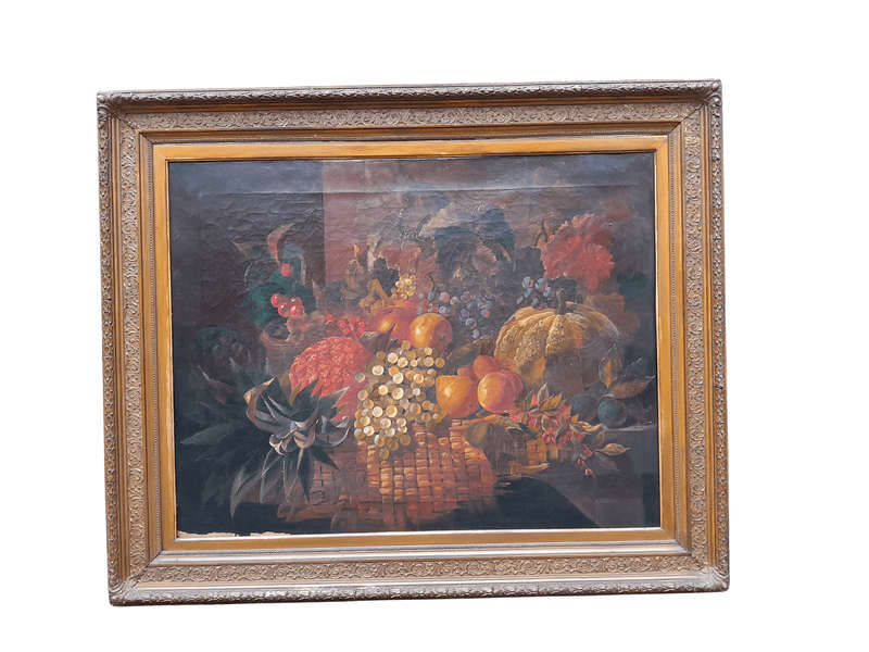 An Antique R19th Century England Circa 1802/1864  Fruit Oil Painting Signed