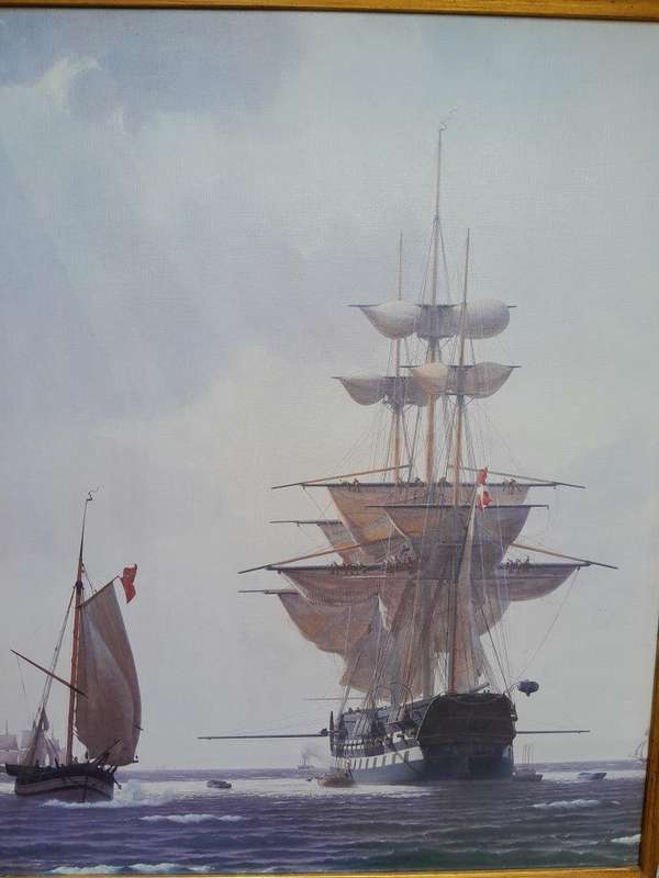 A Large And  Ornately Framed Picture Of Sailing Ships  Christoffer Wilhelm Eckersberg