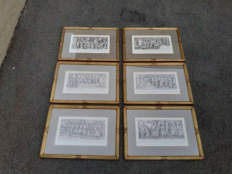 A Set Of Six Decorative Engravings In Gilded Frames