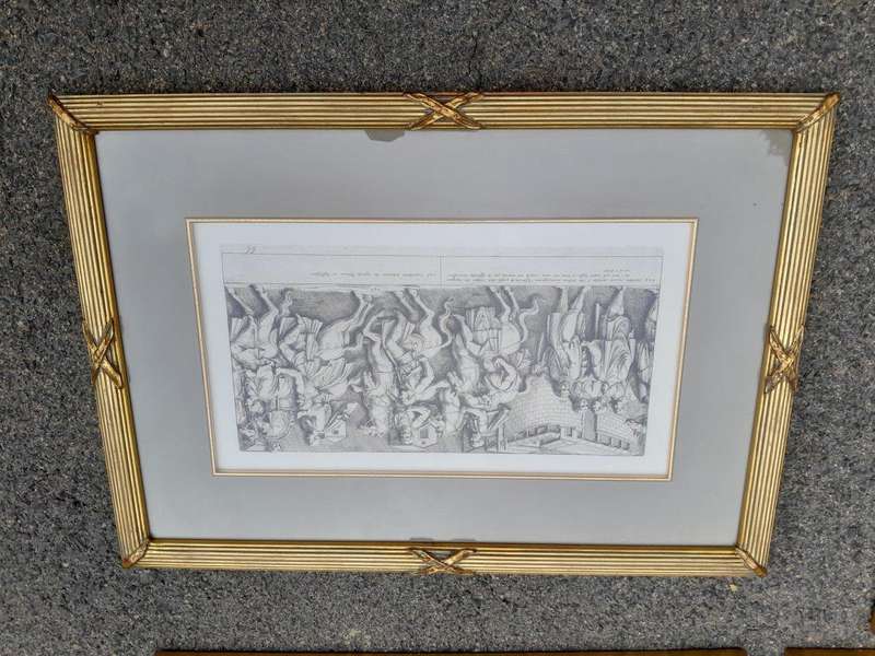A Set Of Six Decorative Engravings In Gilded Frames
