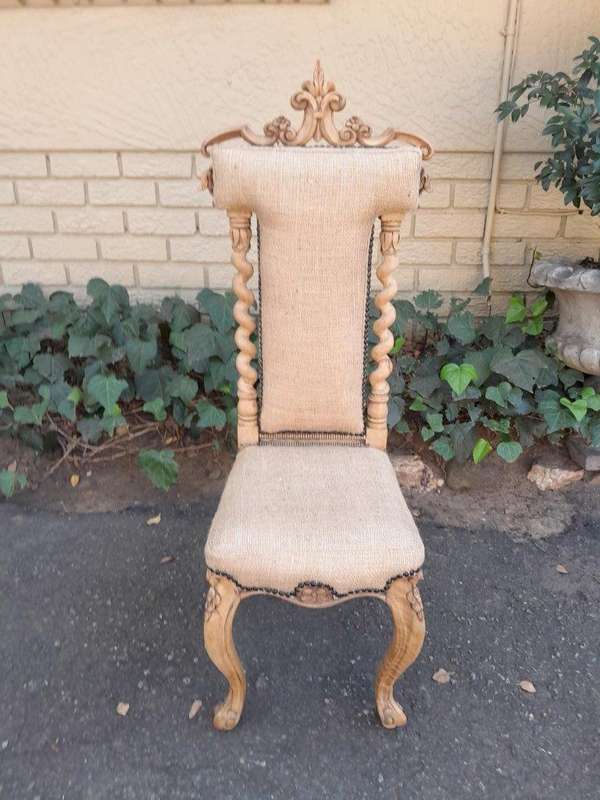 An Antique 19th Century Circa 1880 Mahogany Carved Chair In A Contemporary Bleached Finish