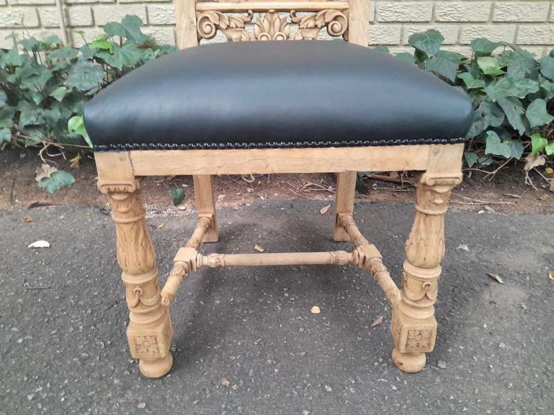 A 19th Century Circa 1880  Renaissance Revival Ornately Carved Oak Set of Dining Chairs Comprisi...