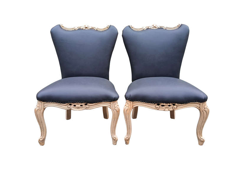 A 20TH Century Pair of Mahogany Slipper Chairs Finished in a Contemporary Bleached Finish and Uph...
