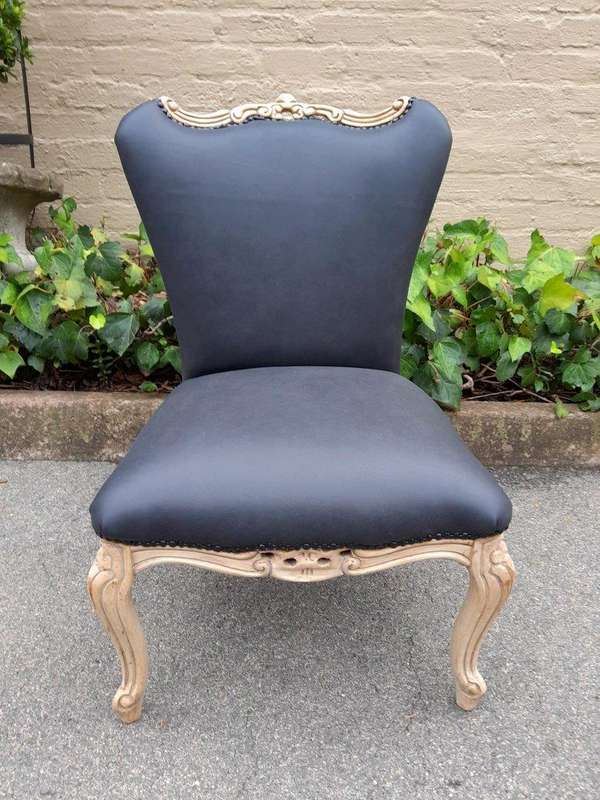 A 20TH Century Pair of Mahogany Slipper Chairs Finished in a Contemporary Bleached Finish and Uph...