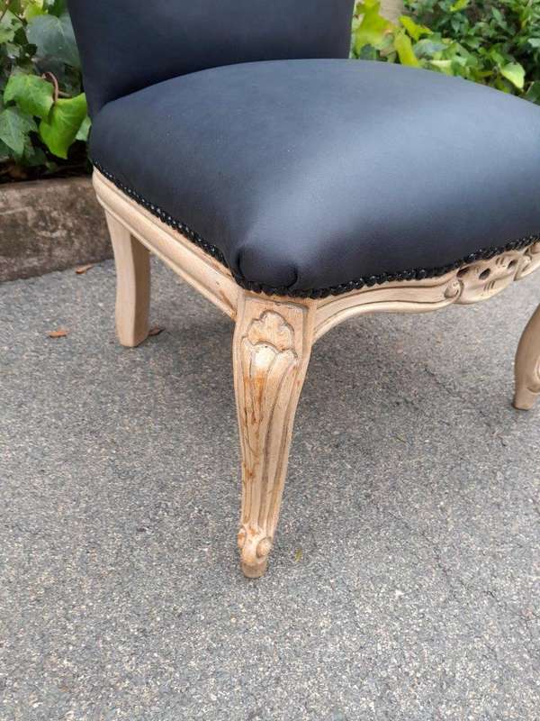 A 20TH Century Pair of Mahogany Slipper Chairs Finished in a Contemporary Bleached Finish and Uph...