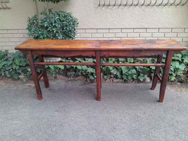 An Antique Early 20th Century Chinese Carved Server / Table with Patina