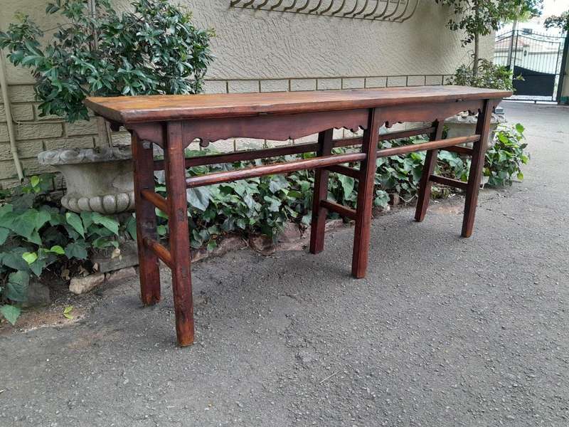 An Antique Early 20th Century Chinese Carved Server / Table with Patina