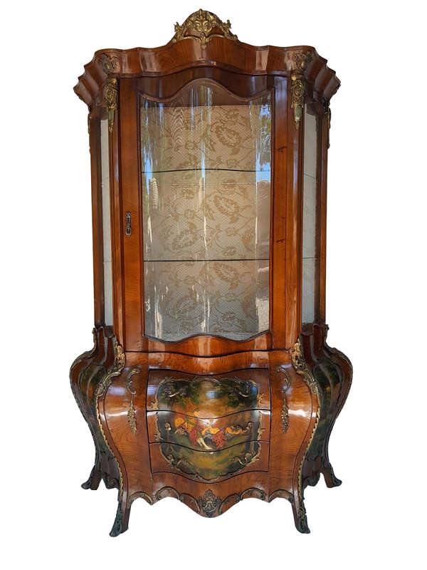 A 20TH Century French Style Kingswood Vitrine With Vernis Martin Gilt Metal Mounts