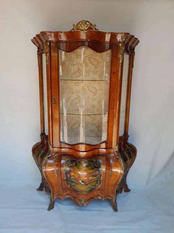 A 20TH Century French Style Kingswood Vitrine With Vernis Martin Gilt Metal Mounts