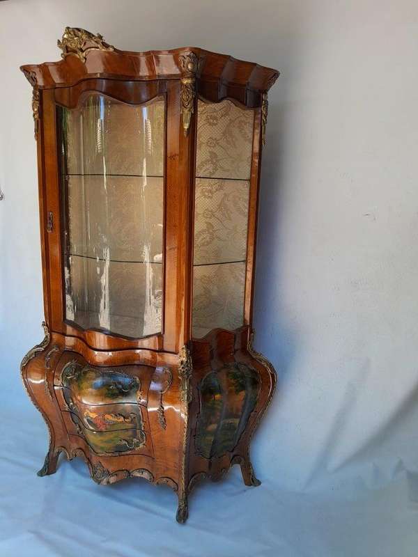 A 20TH Century French Style Kingswood Vitrine With Vernis Martin Gilt Metal Mounts