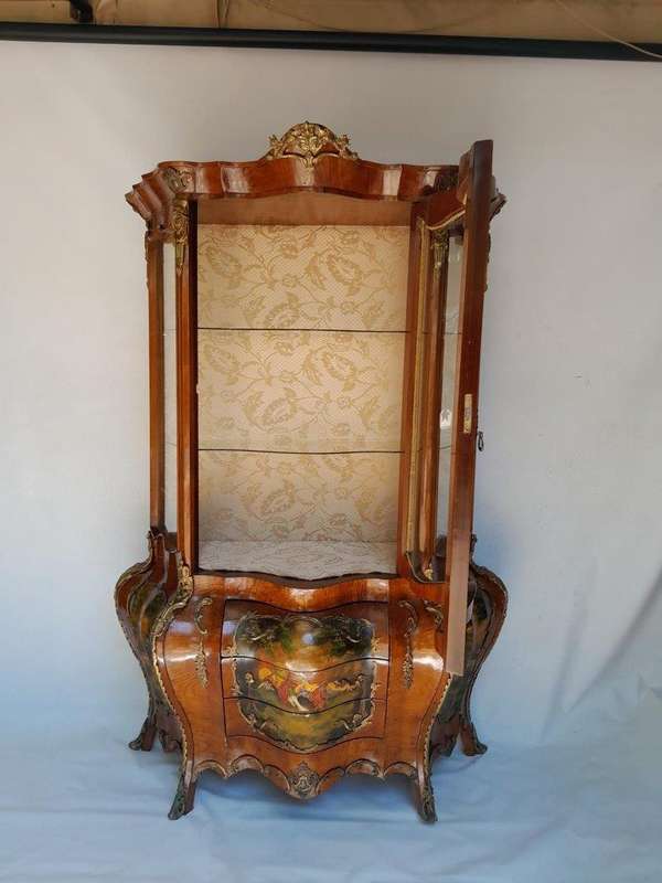 A 20TH Century French Style Kingswood Vitrine With Vernis Martin Gilt Metal Mounts