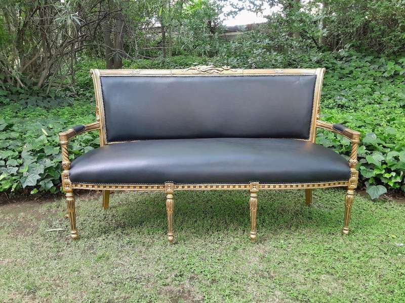 A 20th Century Set Of French Style Carved And Gilded Settee And Pair Of Armchairs Upholstered In ...