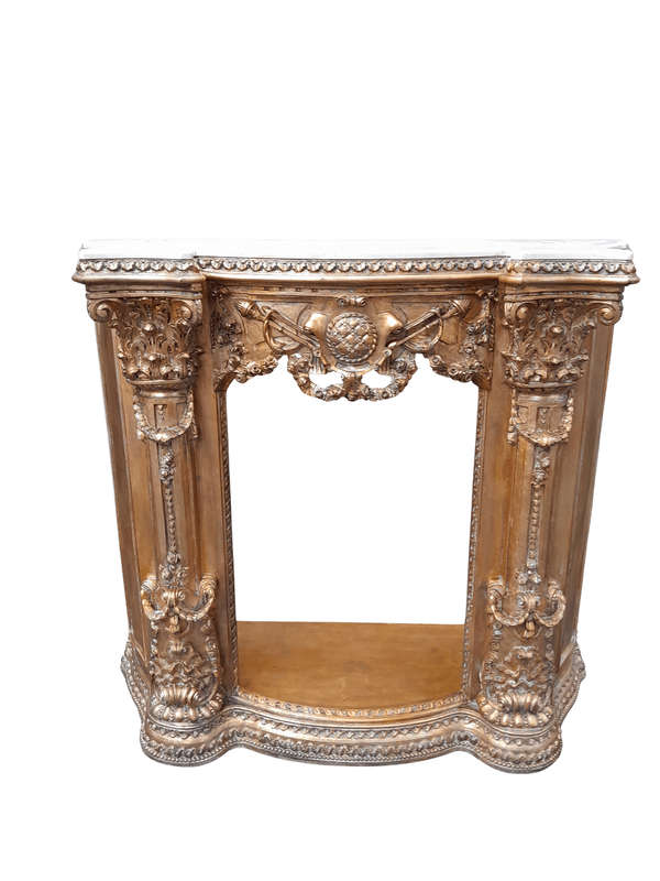 A 20TH Century French Style Ornately Hand Carved and Gilded Fireplace Surround