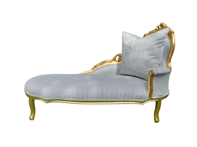 A French Style Ornately Carved Chaise / Chaise Lounge / Sofa Upholstered in a Contemporary Fabric...