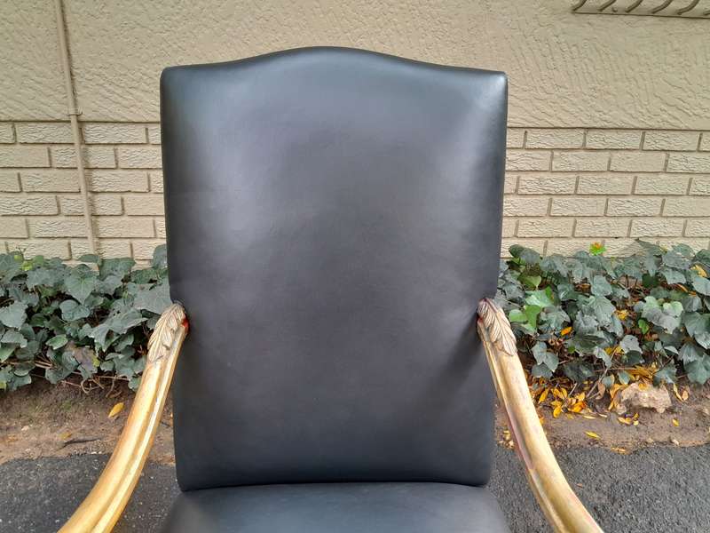 A 20TH Century French Louis XIV Style Carved And Hand Gilded in Gold Leaf Armchairs Upholstered I...