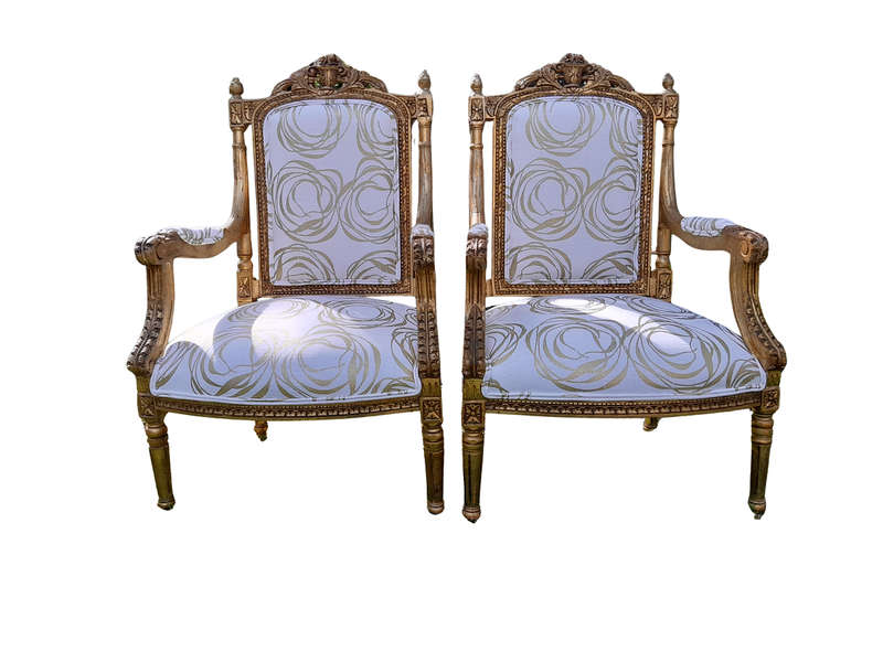 A 20th Century Circa 1980 French Style Giltwood Armchairs