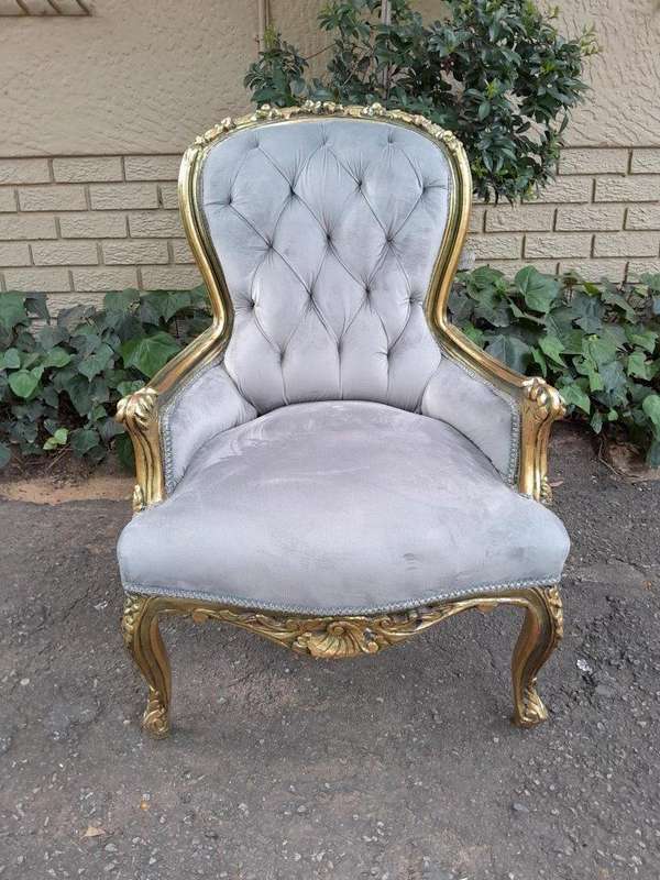 A Pair Of French Style Carved Wooden Gilded Armchairs