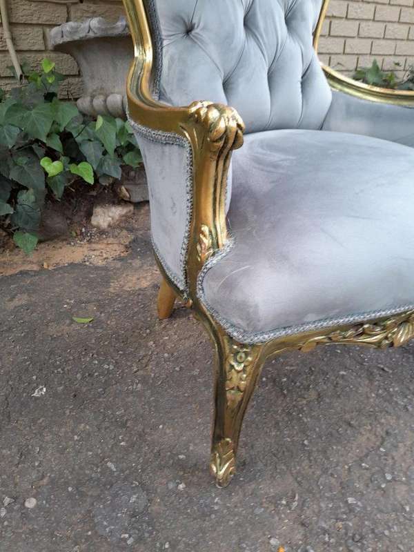 A Pair Of French Style Carved Wooden Gilded Armchairs