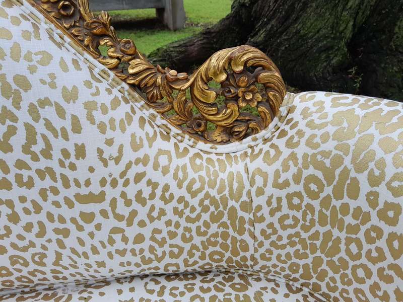 A Rare 20th Century Circa 1980 X French Rococo Style: Carved Wooden And Hand Gilded Settee Uphols...