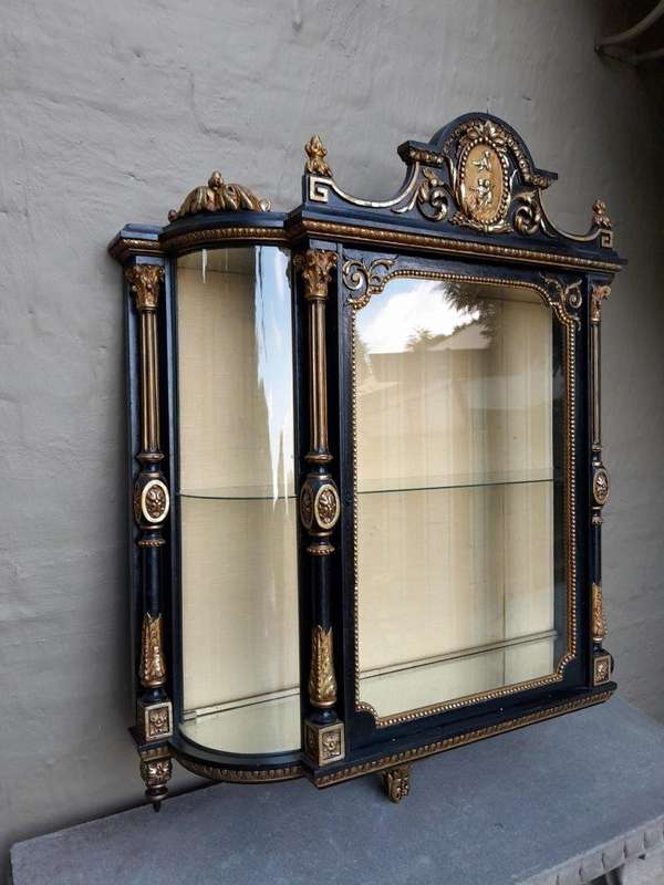 A Massive French 19th Century Carved and Gilded Wall Display Cabinet