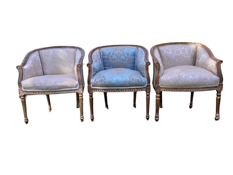 A 20th Century Set Of Three French Louis Style Tub Chairs