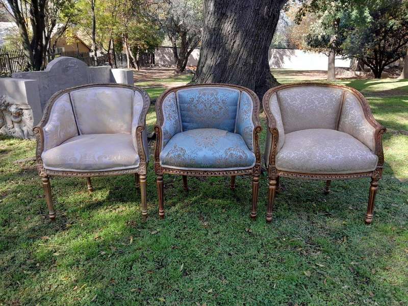 A 20th Century Set Of Three French Louis Style Tub Chairs