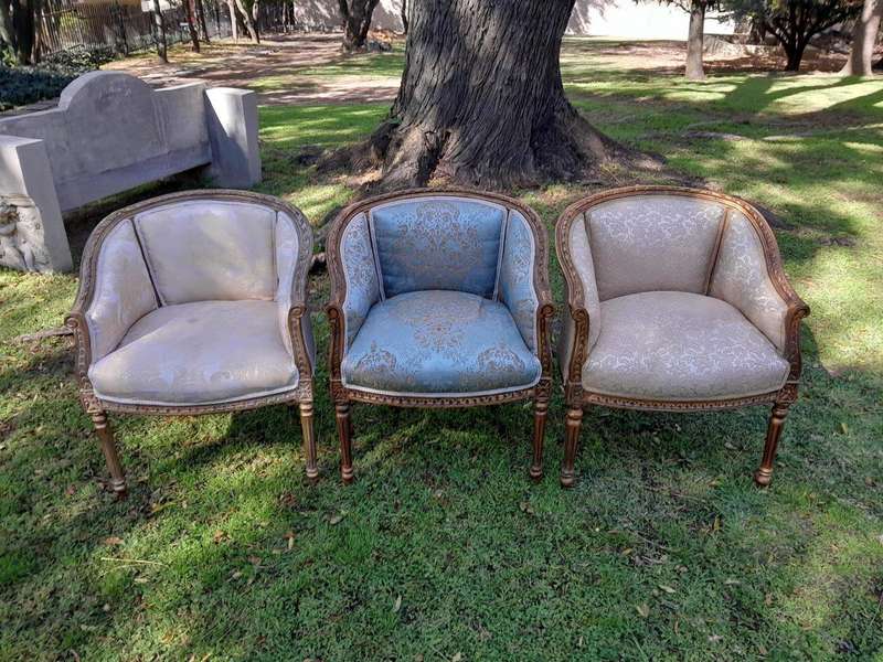 A 20th Century Set Of Three French Louis Style Tub Chairs