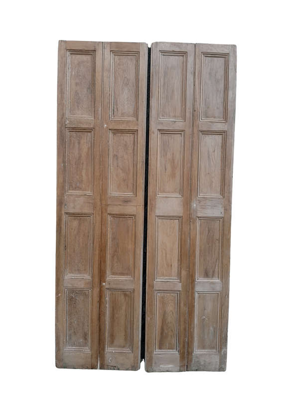 A 20th Century Pair of French Wooden Shutters with Bevelled Panels in a Contemporary Bleached Fin...