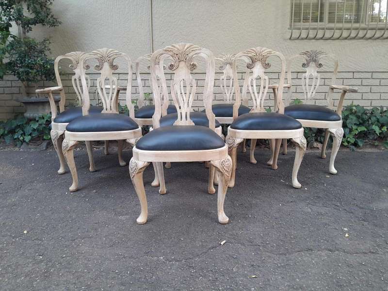 A 20th Century Set of Eight Chairs Including Two Carvers/Armchairs in A Bleached Contemporary Fin...