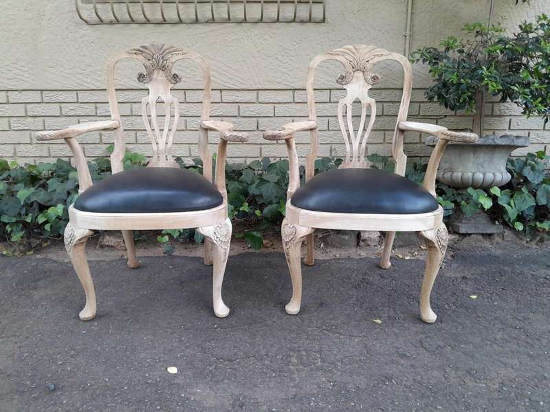 A 20th Century Set of Eight Chairs Including Two Carvers/Armchairs in A Bleached Contemporary Fin...