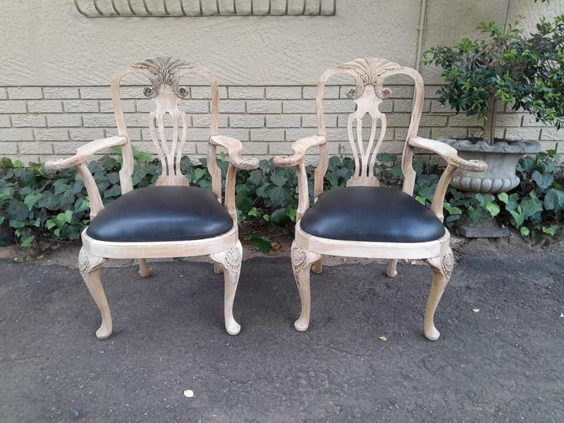 A 20th Century Set of Eight Chairs Including Two Carvers/Armchairs in A Bleached Contemporary Fin...