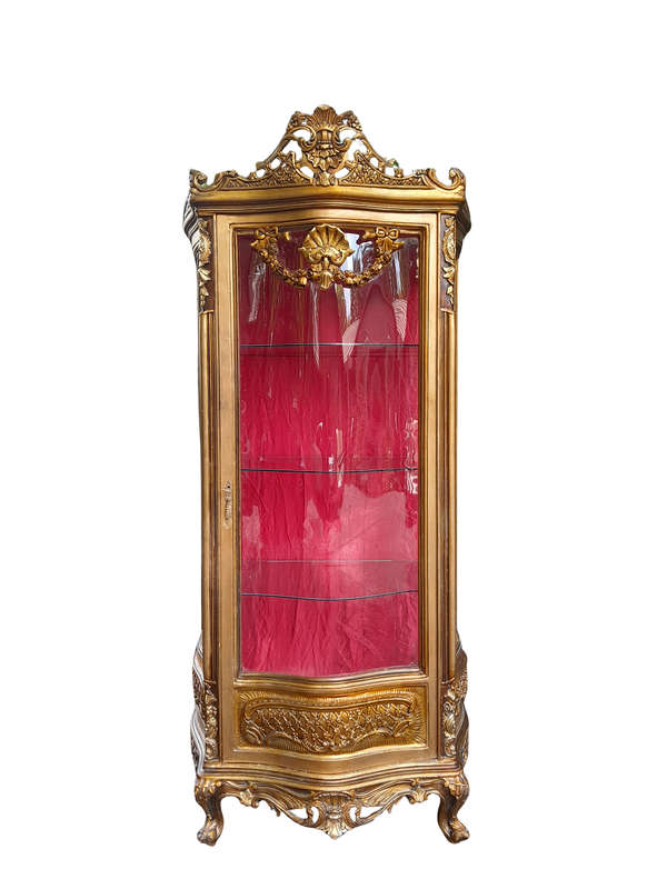 A 20th Century French Style Carved & Gilded Display Cabinet / Vitrine