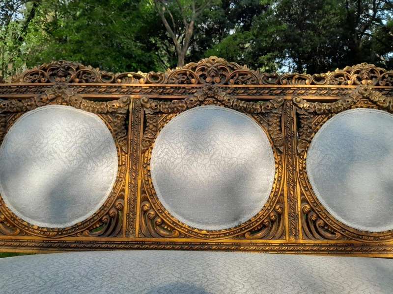 A 20th Century French Louis XVI Style Five Piece Set of Giltwood Settee and Four Armchairs