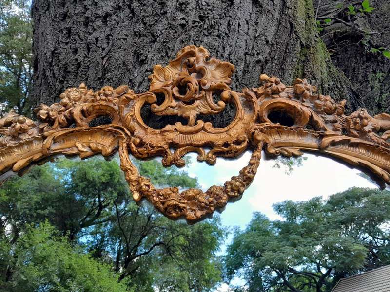 A French Rococo Style Ornately Carved and Gilded Bevelled Mirror 1