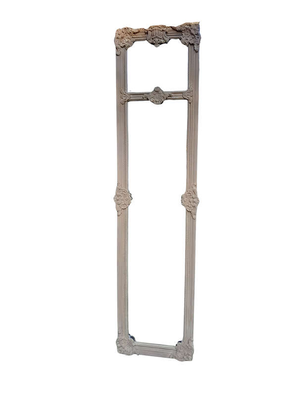 A French Style Ornately Carved And Bevelled Mirror In A Natural  /  Bleached Finish